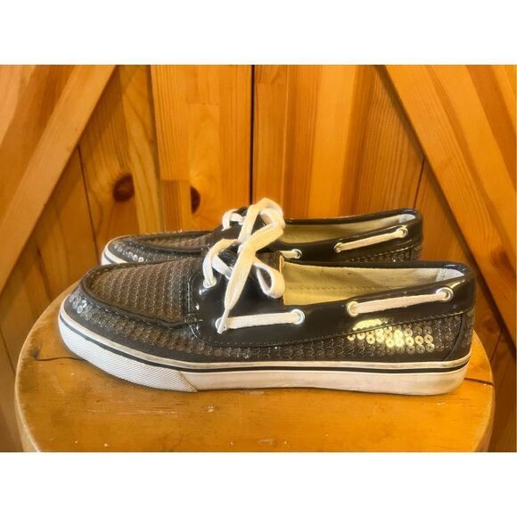 Dexter Brand Women's Gray  Sequined Low-Top Canvas Boat Shoe SZ 9 - Picture 2 of 6